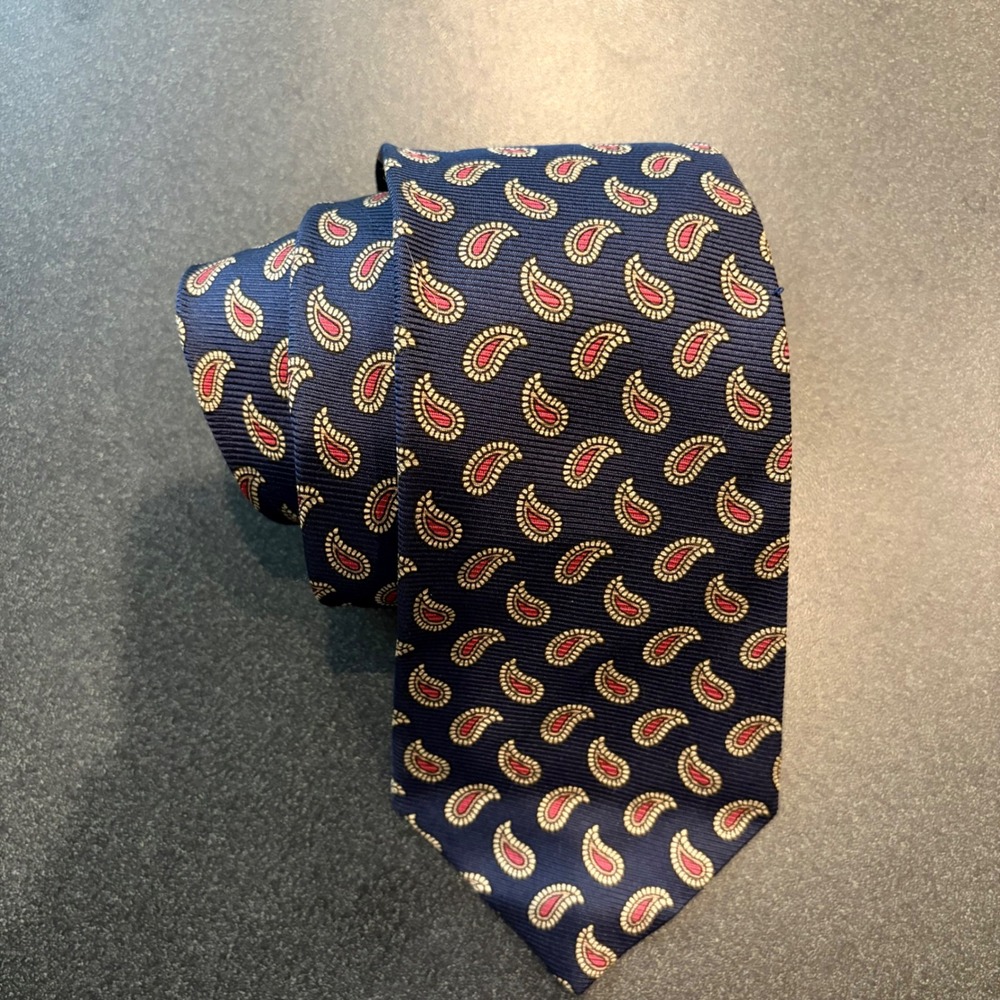 Vintage Polo Ralph Lauren Silk Tie Mens Navy Blue‎ Red Paisley Classic Business